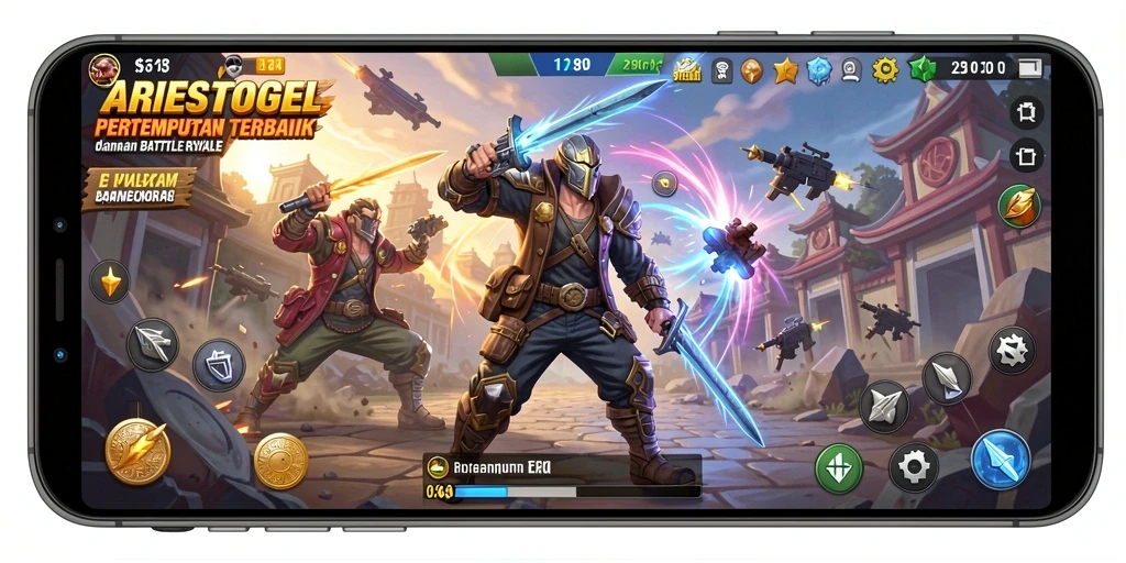 Gameplay seru dan mendebarkan di ARIESTOGEL Battle Royale.