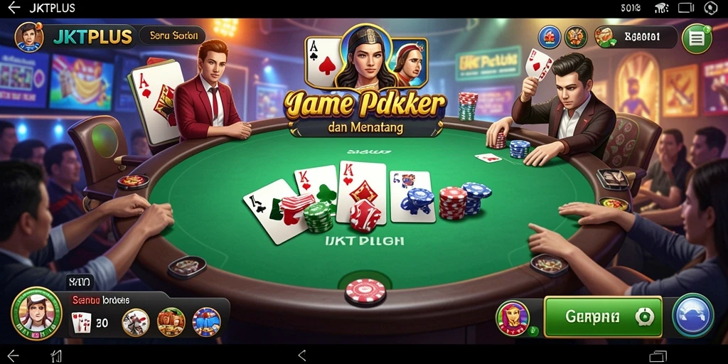 Screenshot JKTPLUS menampilkan pemain tengah bermain Poker dengan antusias.