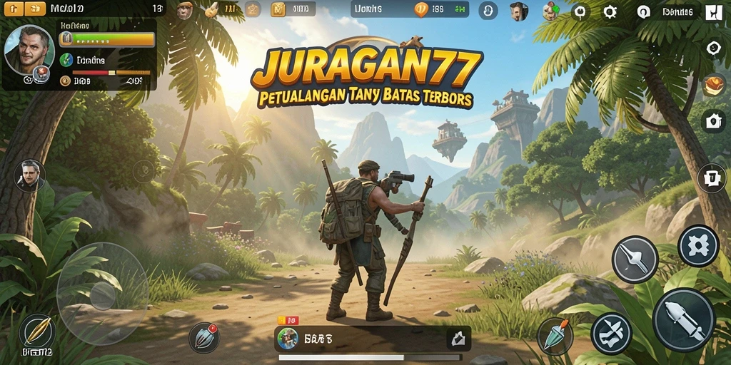 Screenshot gameplay JURAGAN77 menampilkan petualangan seru di dunia terbuka.