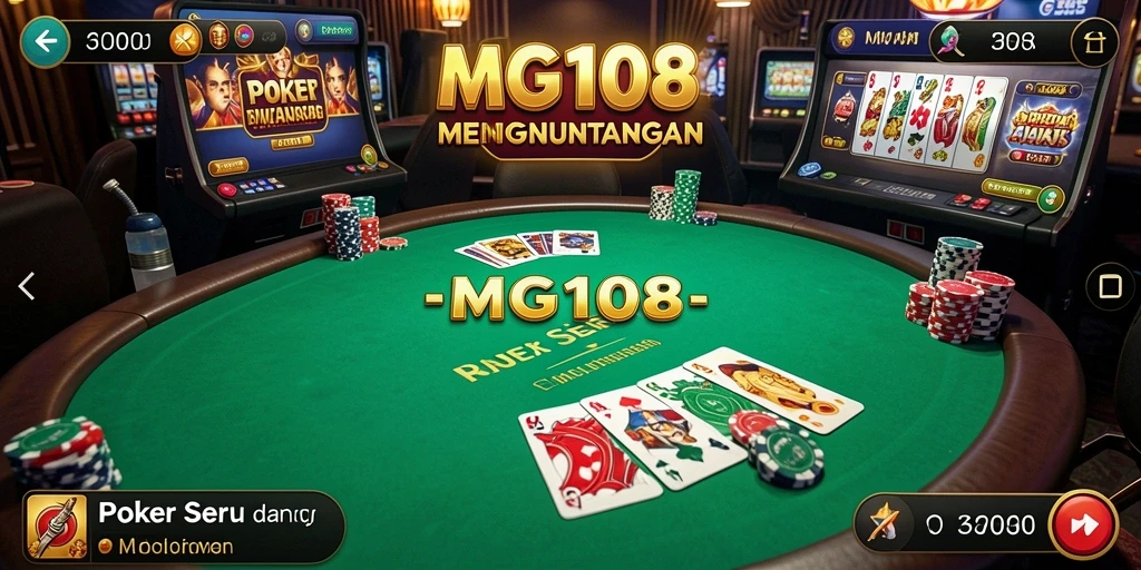 Screenshot MG108 menampilkan gameplay seru Poker yang penuh ketegangan.