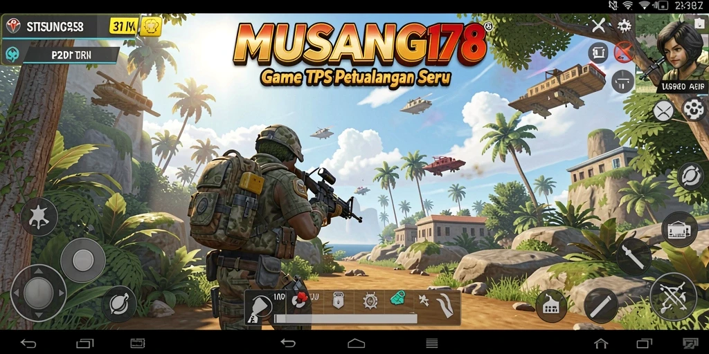 Screenshot gameplay MUSANG178 menunjukkan aksi tembak-menembak yang seru.