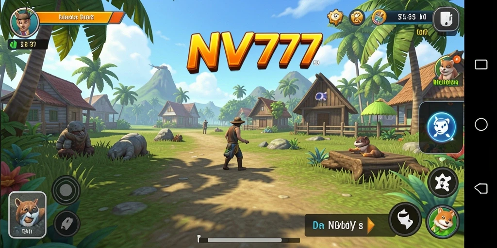 Tampilan gameplay NV77 yang ceria dan menyenangkan.