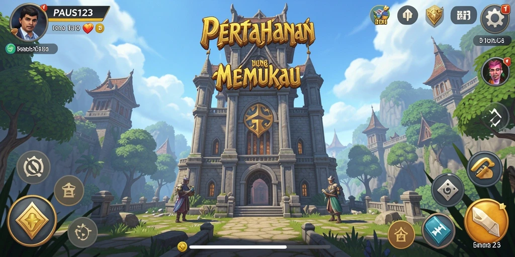 Tangkapan layar PAUS123 menampilkan aksi seru dan menara yang strategis.