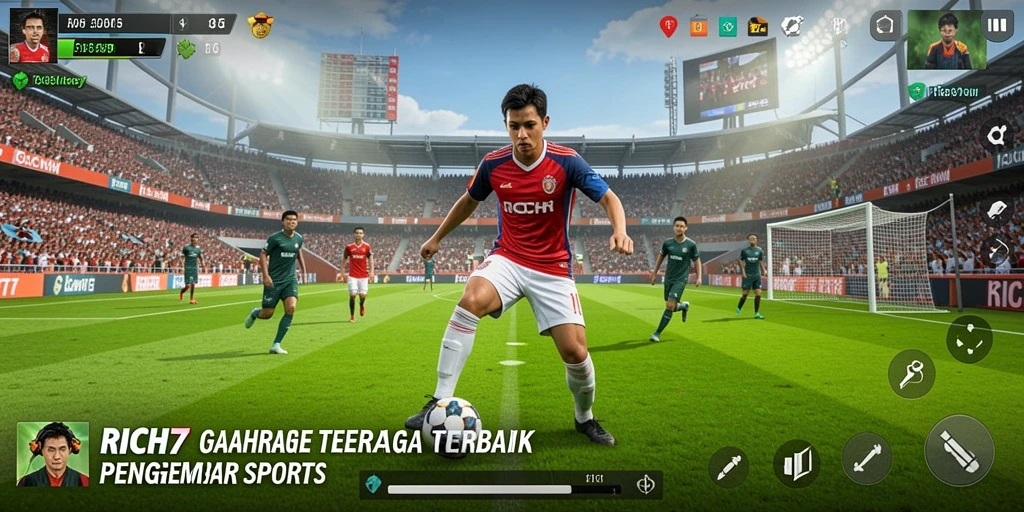 Tampilan gameplay RICH7 dengan aksi olahraga yang dinamis.