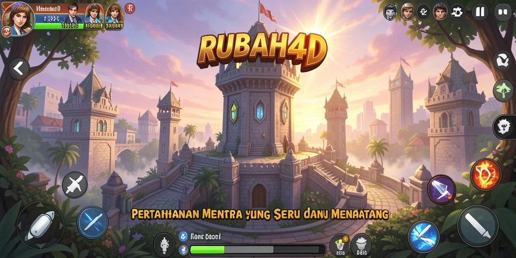 Gameplay RUBAH4D dengan menara menantang dan musuh yang menarik.