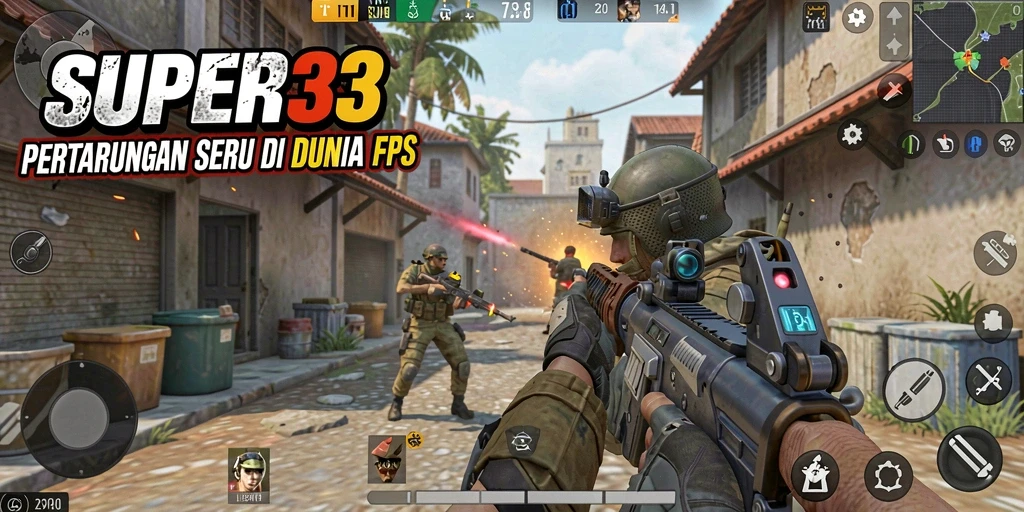 Gameplay seru dan menegangkan di SUPER33 dengan aksi FPS yang cepat.